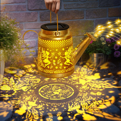 Solar Watering Can Lights Outdoor Garden Decor, Large Fairy Hanging Lantern with Shepherd Hook, Waterproof Garden Lights for Outdoor Landscape Pathway Yard, Mothers Day Gifts for Mom Grandma