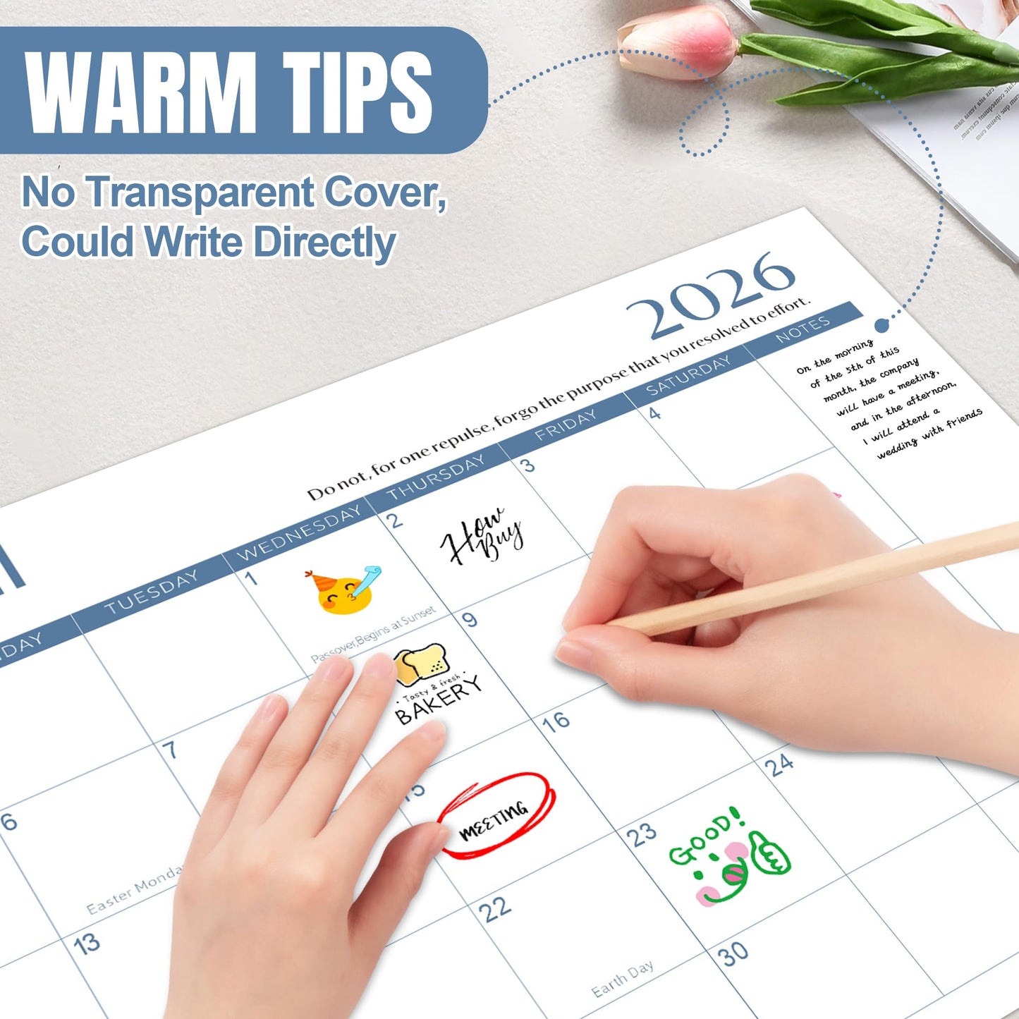 Gannyfer Desk Calendar 2026-2027 with Desktop Mat, Simplified Large 22" x 17" Desktop Pad Calendar, 18 Month Desk Calendar 2026, Use Now to Jun 2027, Office Supplies Perfect for Home School and Office - Blue