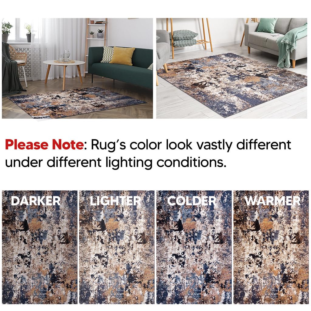 Keen Home Design Area Rugs - 10ft Round Non-Shedding, Abstract Rugs for Kitchen, Living Room, Bedroom, Dining Room, Entryway - Size: 10' Round, Multi