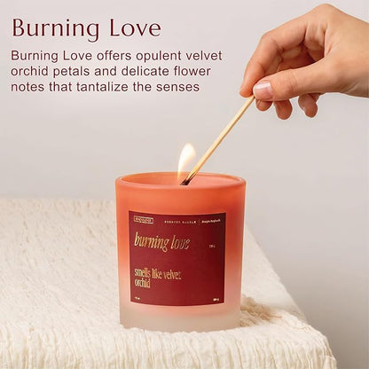 Benevolence LA Burning Love Scented Candles | 10 oz, 40-50 Hour Burn, Love Candle for Women | Romantic Gifts for Women and Men | Gift for Husband, Wife, Girlfriend | Spring Candles - Velvet Orchid