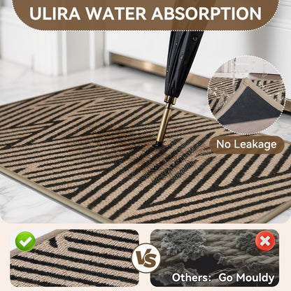 QiCaiJia Door Mat Indoor Outside Entrance 36"x59", Low-Profile Non Slip Outdoor Inside Doormat Entryway Mat, Dirt Resistant Absorbent Front Porch Welcome Entry Mats, Washable Easy Clean, Brown