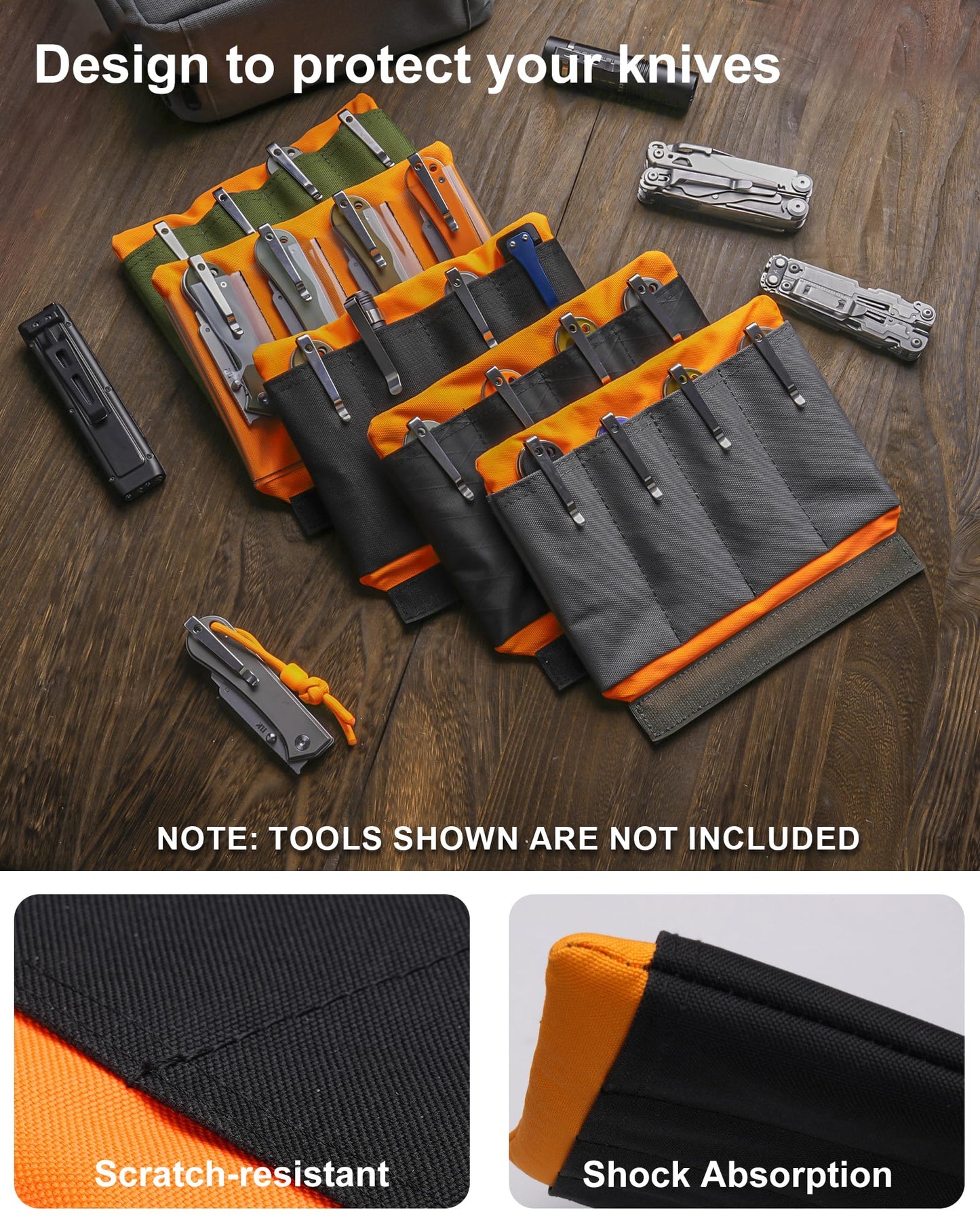 VIPERADE VE40 Knife Display Case with 40 Slots, Folding Knives Storage Holder, Knife Collection Carrier Bag for Folding Knives Flashlights Multitools