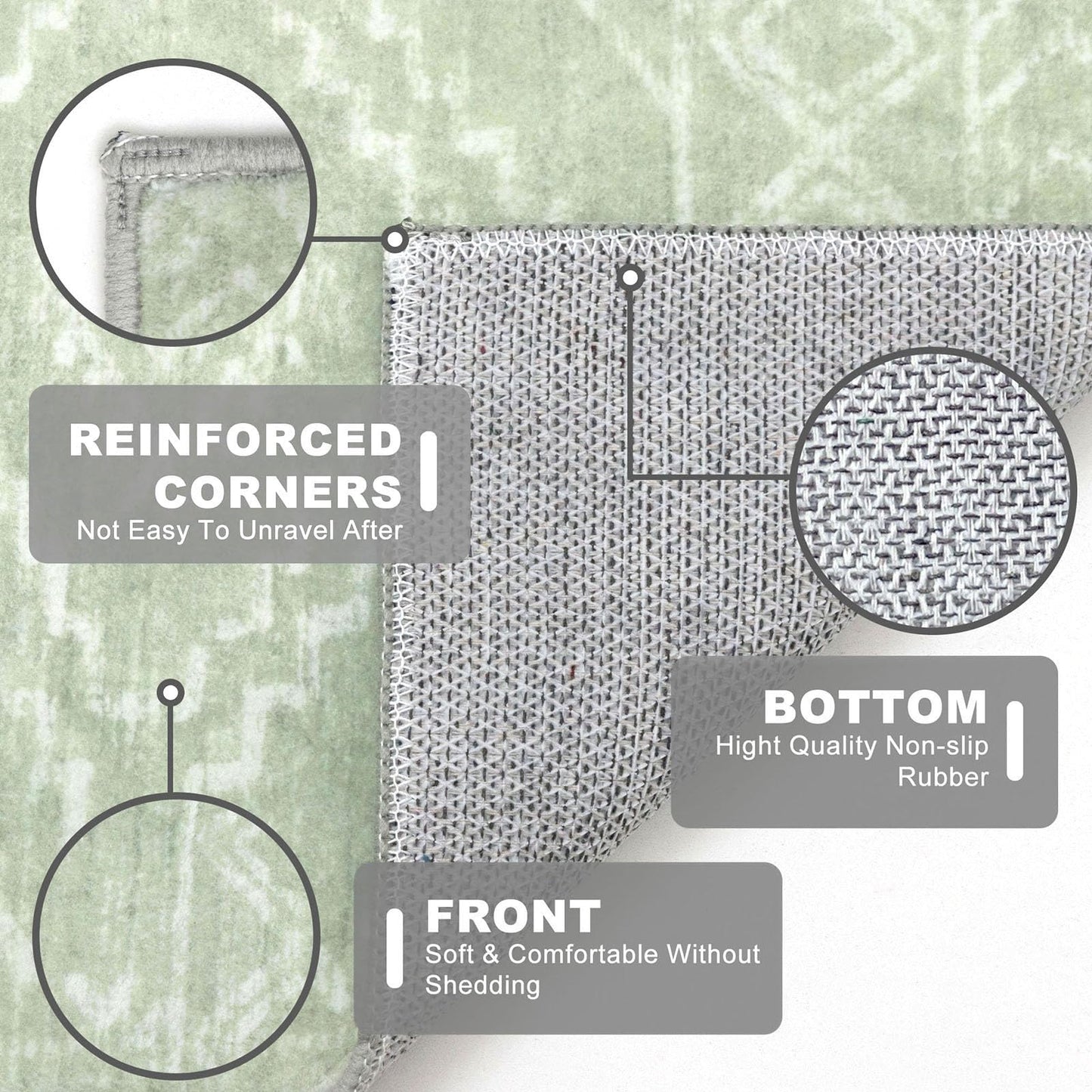 KILOCOCO Boho Entryway Rug 2x3 Printed Small Area Rug Indoor Door Mat Machine Washable Kitchen Rugs Super Soft Non Slip Throw Rugs for Bedroom Entrance Geometric Laundry Room, Grey Green
