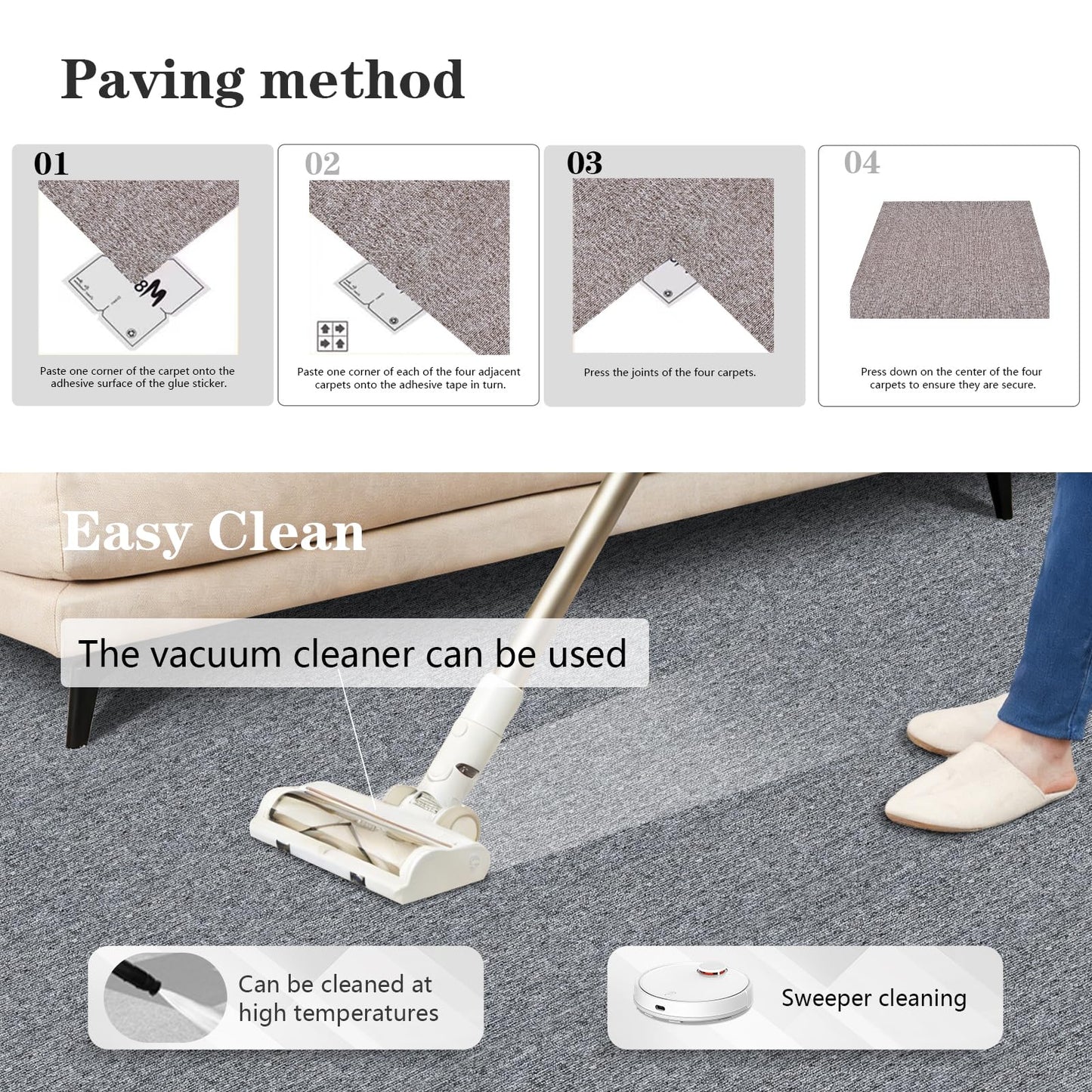 20"x20" Carpet Tiles 32 Pack, Non-Slip Reusable Floor Squares with Seamless Look, Easy DIY Flooring Carpet for Bedroom, Living Room, Office (Brown -09)