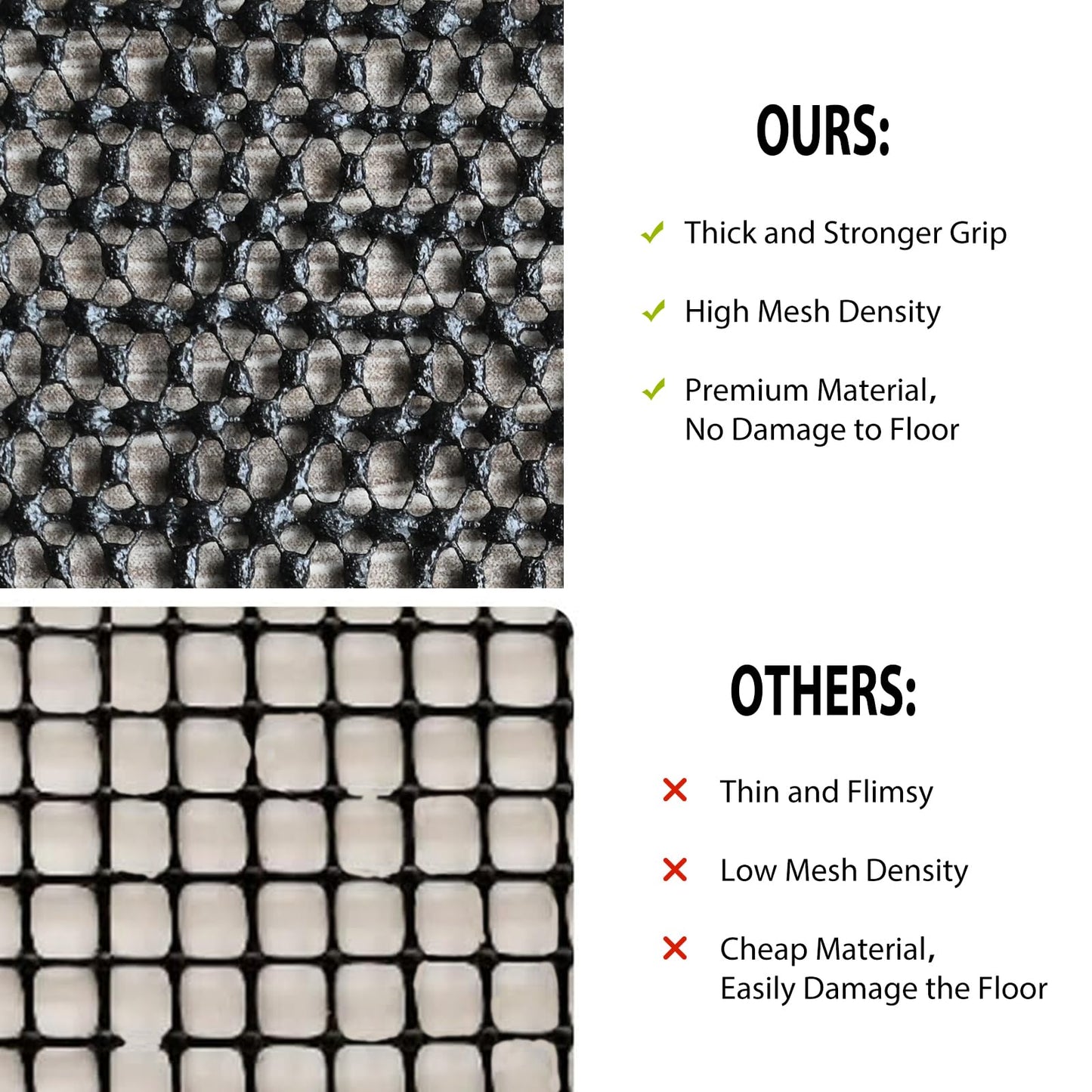 Coyacool Non Slip Rug Pads for Hardwood Floors, 8x10 Rug Pad Gripper for Area Rugs, Under Carpet Anti Skid Mat, Black, Keep Your Rugs Safe and in Place