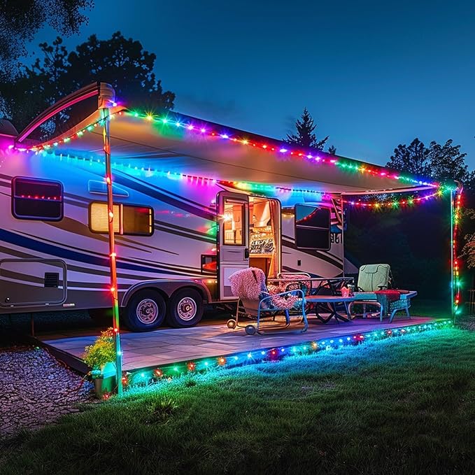 Solar Rope Lights Waterproof IP65 39FT 100LEDs 4 Pack Outdoor LED Outdoor Remote-Control Lights for Party Garden Yard Home Wedding Christmas Halloween Holiday Tree Decoration Lighting(Multi Color)