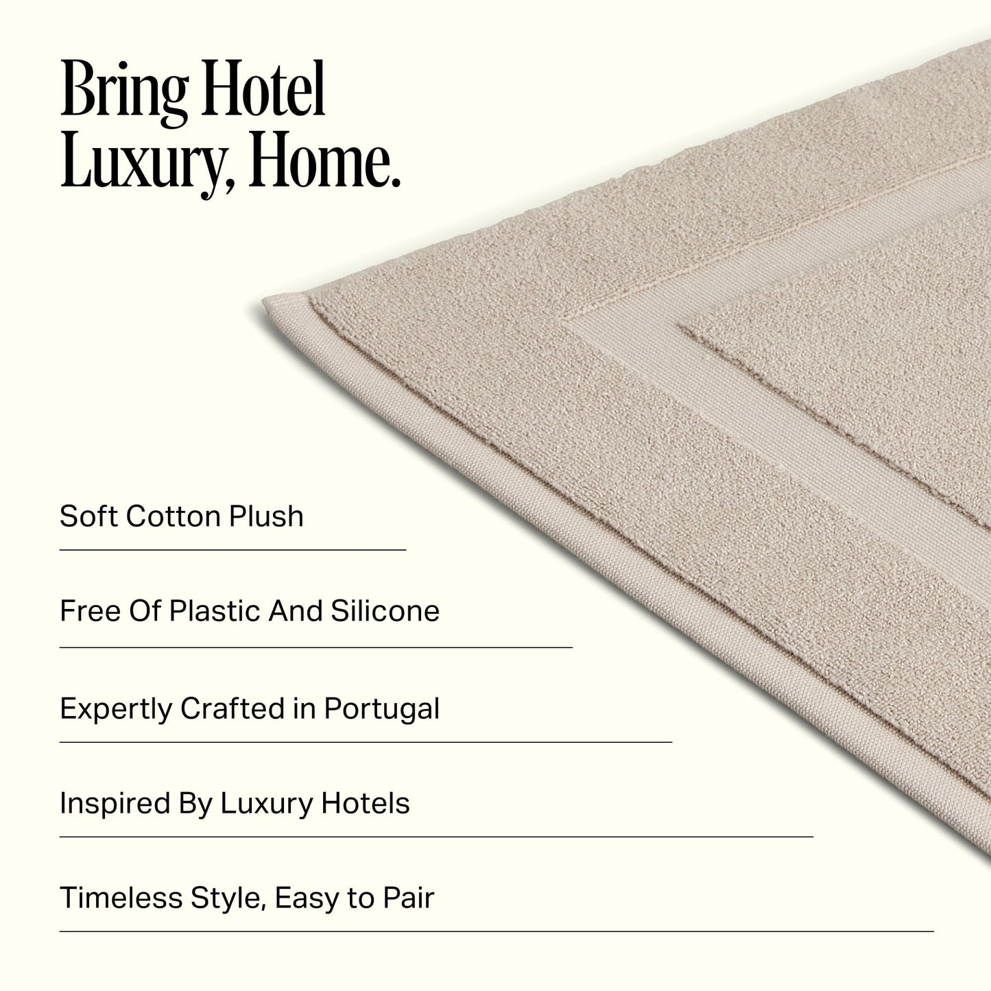 Preston Lane Douro Bath Mat – 100% Cotton, Plush & Absorbent Quick-Dry Bathroom Rug – Hotel-Quality Floor Mat for Shower or Tub, Made in Portugal, Clay