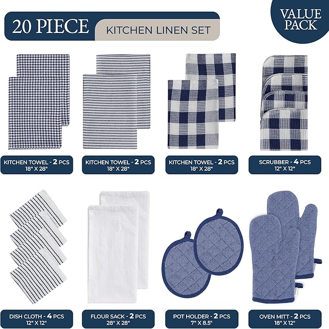 LANE LINEN Flour Sack Dish Towels Set