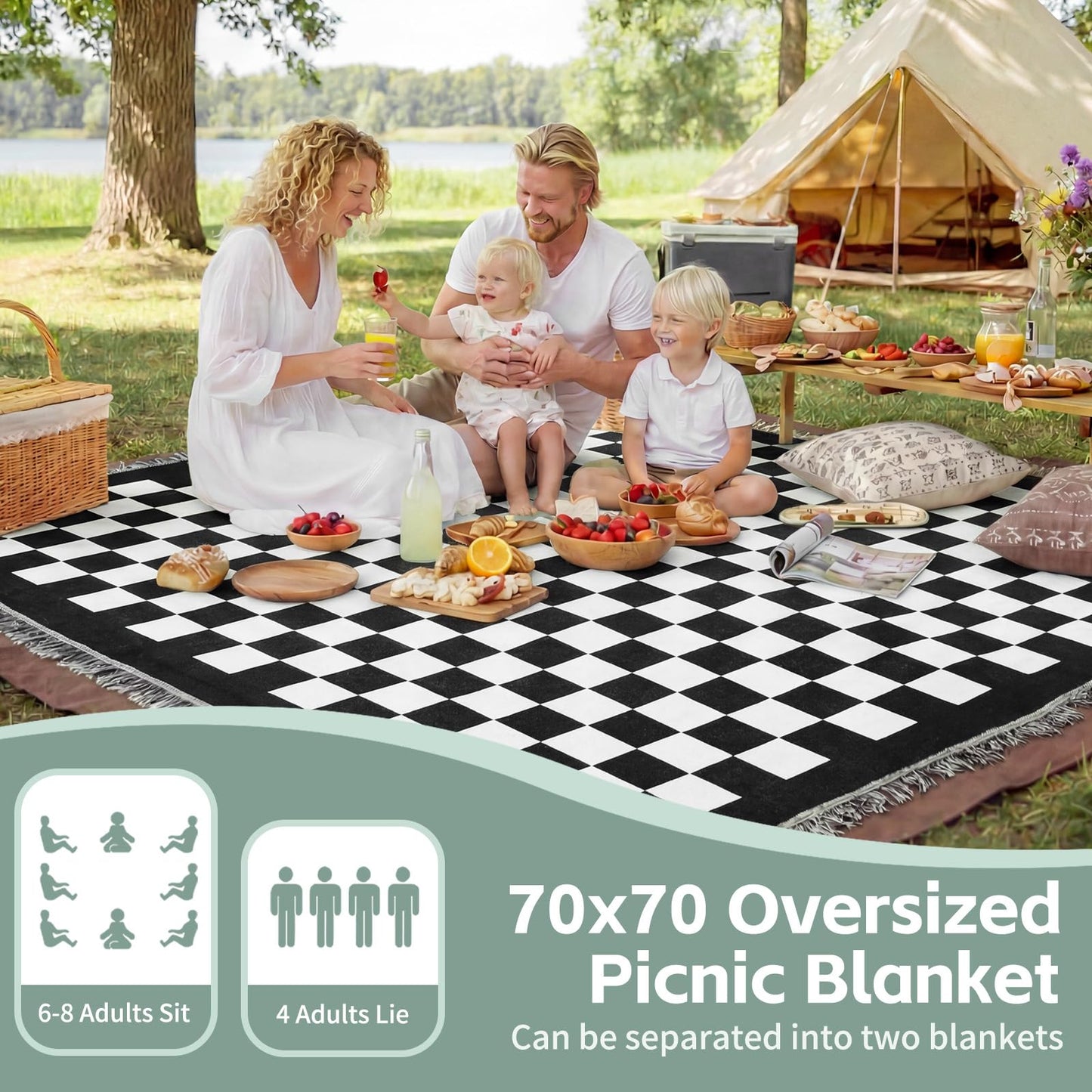 2 in 1 Extra Large Boho Beach Blanket Towel Picnic Mat Outdoor Rug Adult Men Guy Him Brother Dad Boyfriend Uncle Niece Best Friend Friendship Grandpa Husband Son Happy Birthday Cool Unique Gift