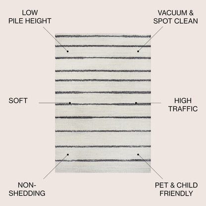 JONATHAN Y Williamsburg Minimalist Stripe Cream/Black Indoor Area Rug, 5x8, Contemporary, Modern, Easy-Cleaning for Living Room, Bedroom, Kitchen, Pet Friendly, Non-Shedding (MOH201D-5)