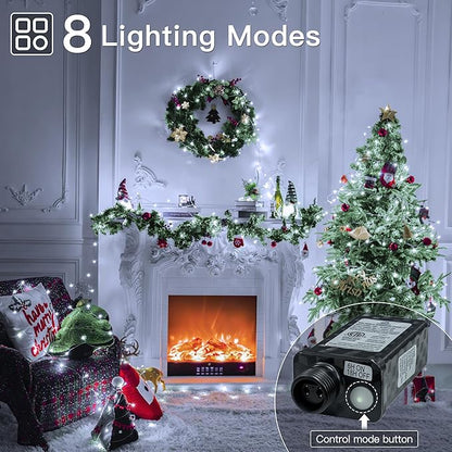 Christmas Decorations Connectable White String Lights Indoor, 150 LED Super Bright String Lights, 8 Modes Christmas Lights Plug in Twinkle Fairy Lights for Classroom Decorations