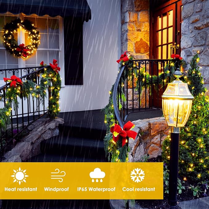 4-Pack Solar String Lights for Outside, Total 400LED Solar Christmas Lights Waterproof, Outdoor Twinkle Light Copper Wire 8 Modes Fairy Light for Xmas Tree Garden Party Wedding Decor (Warm White)