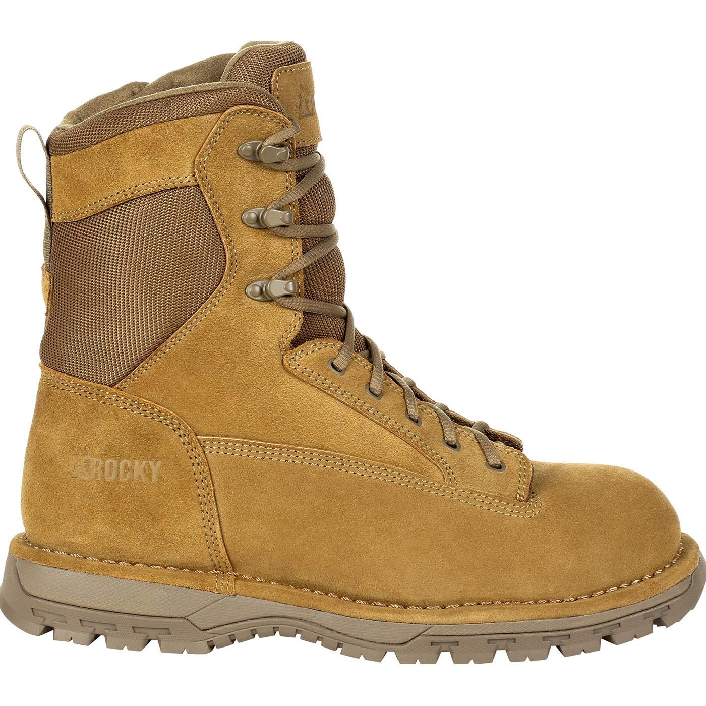 ROCKY Portland 8" Side Zip Composite Toe Public Service Boot, Coyote Brown, Size 9(W)