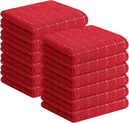 Homaxy 100% Cotton Terry Kitchen Towels, Checkered Designed, Soft and Super