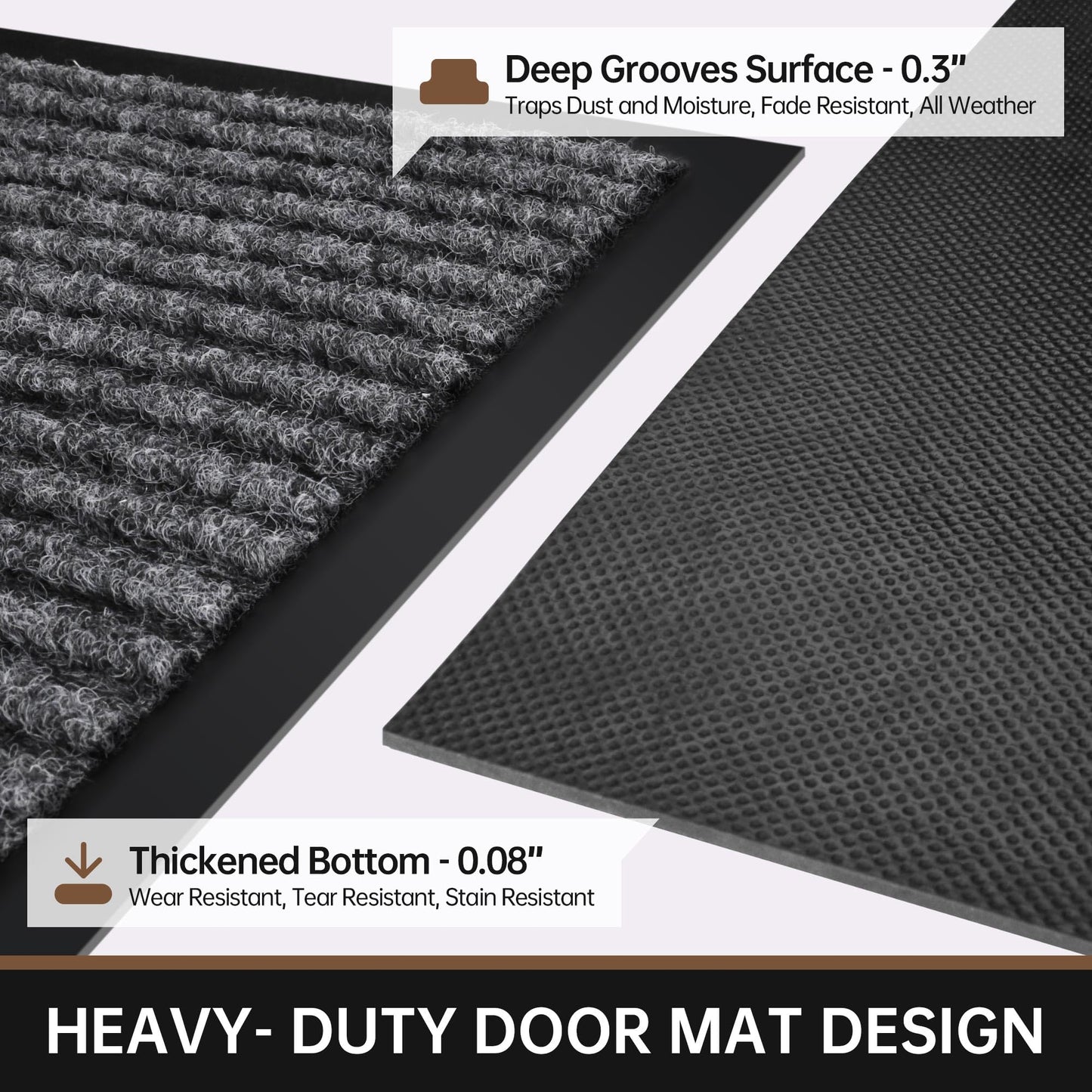 Futurwit Front Door Mat, 48" x 36" Heavy Duty Indoor Outdoor Doormat, Non-Slip, Rubber Backing Low Profile, Welcome Commercial Door Mats for Entryway