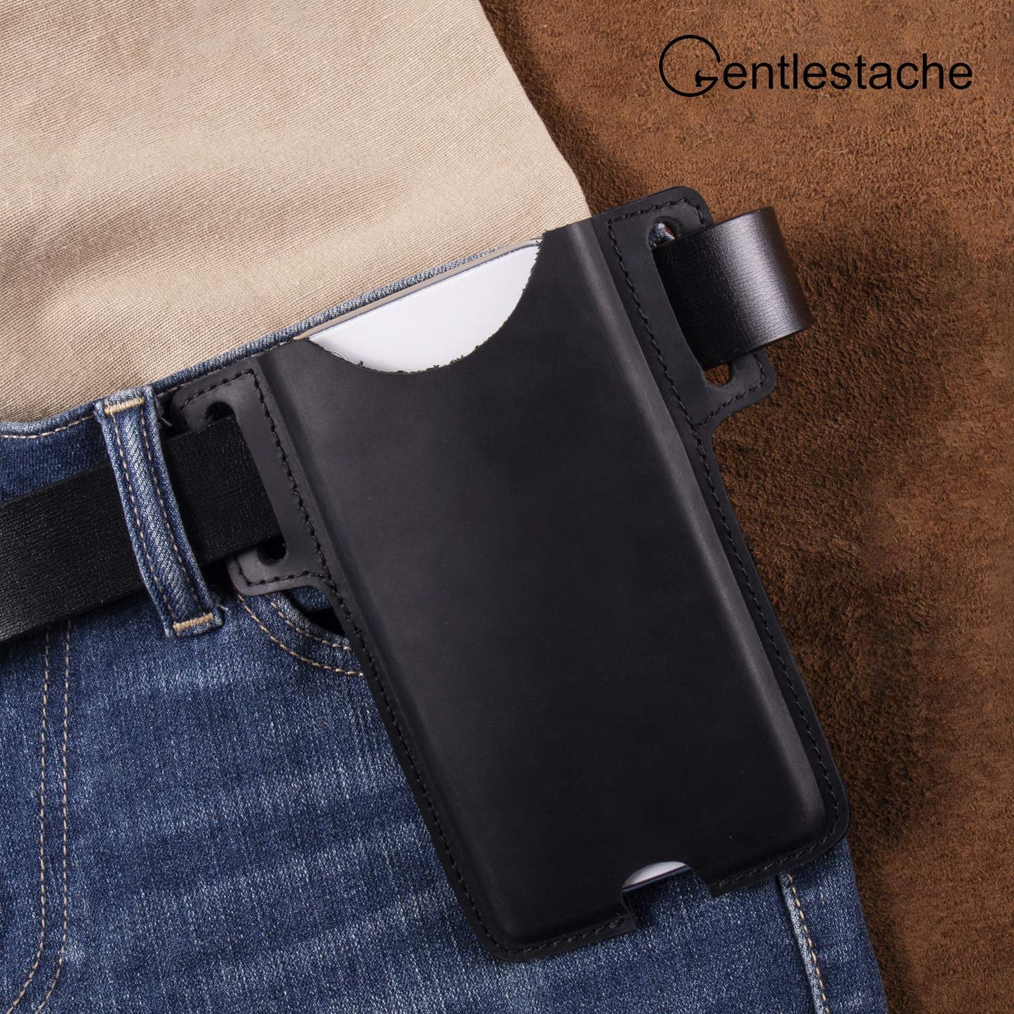 Gentlestache Leather Phone Holster, Cell Phone Case, Belt Loop Leather Pouch Sheath for Phone14 Pro Max/13 Pro Max, Galaxy S22 Ultra/S22+