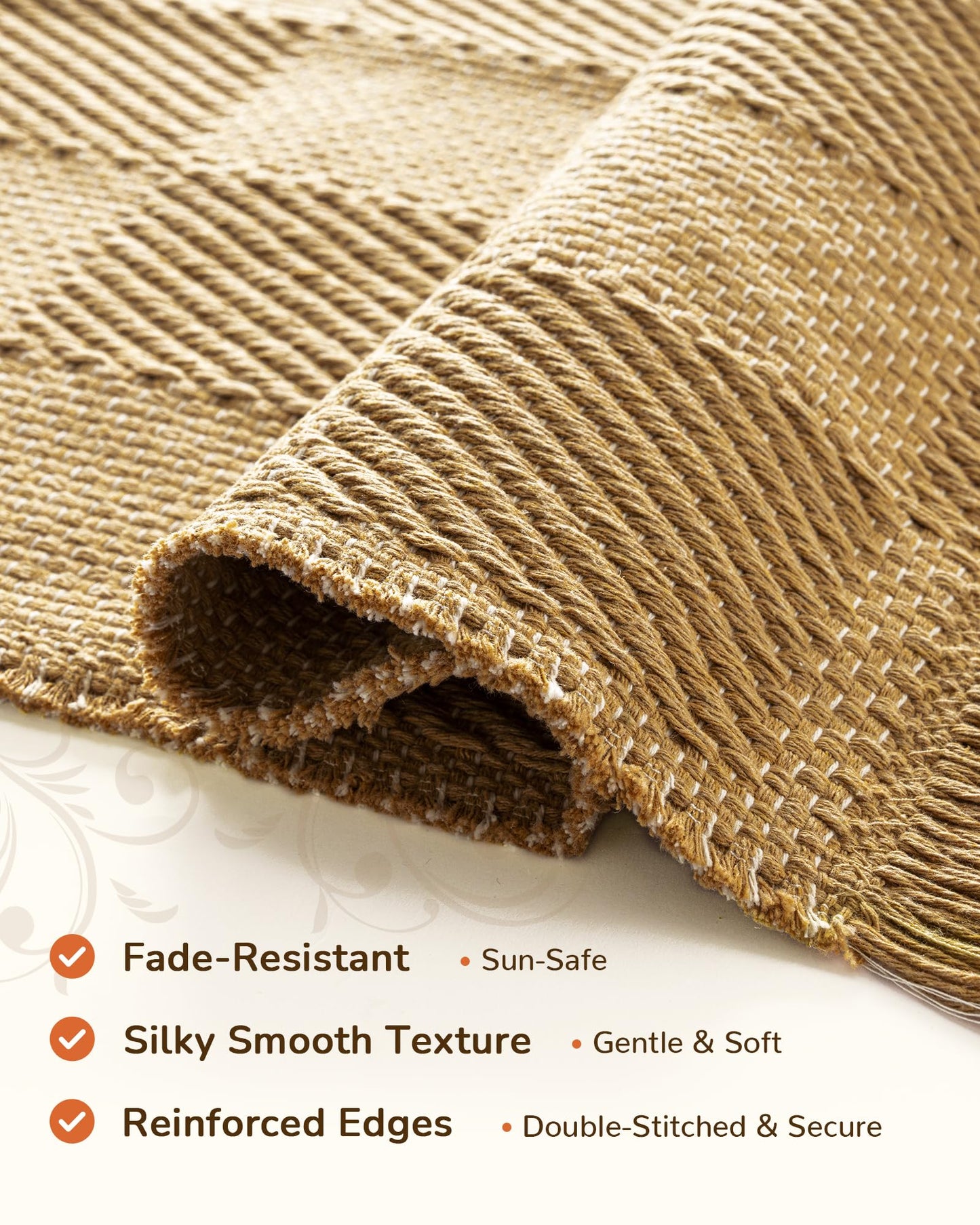 BESTSWEETIE 4'x6' Washable Rug Hand-Woven Low Pile Soft Checkerboard Pattern Reversible Checkered Braided Rugs with Short Fringe Carpet for Living Room Bedroom Dining Room Home Decor - Naturejute