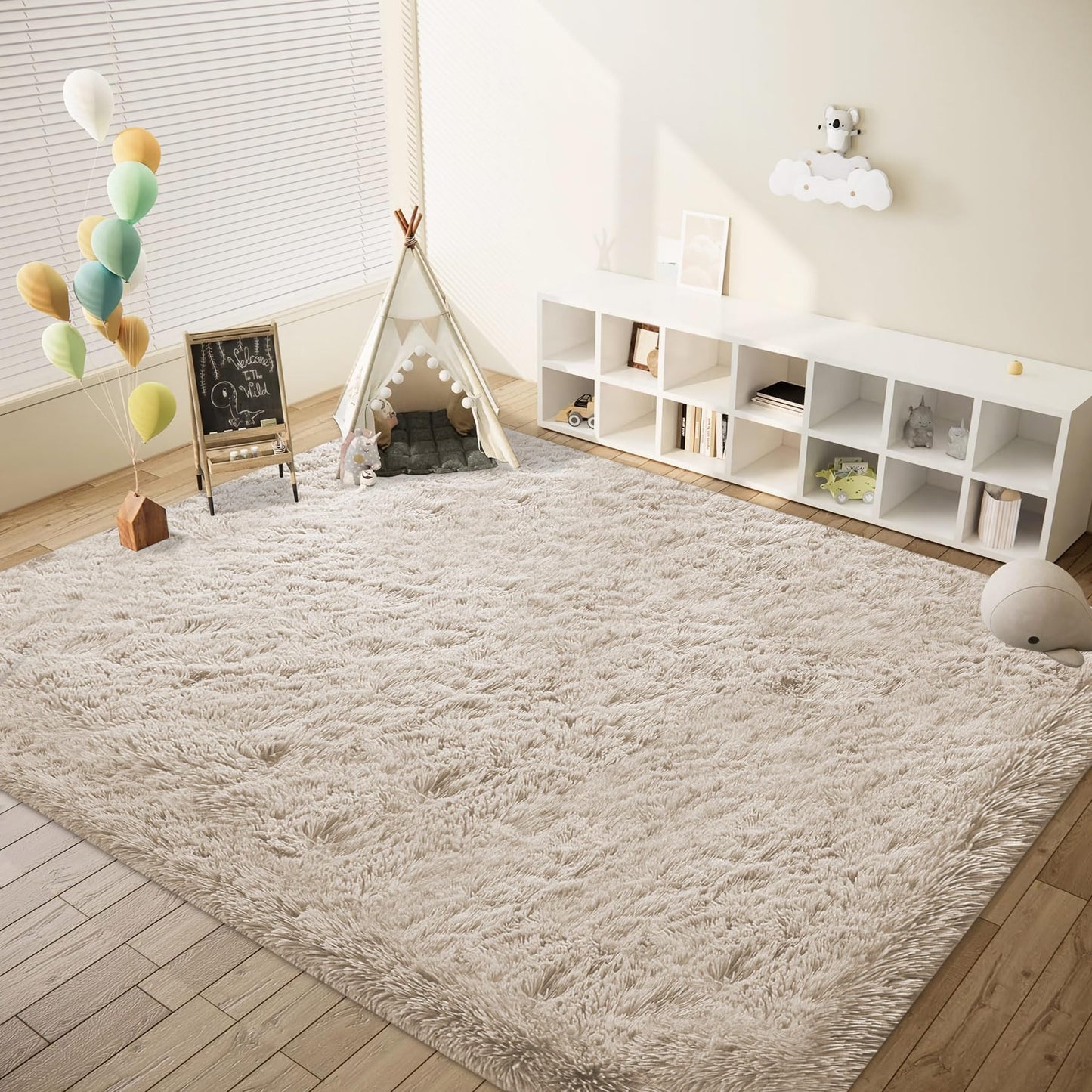 8x10 Area Rugs for Living Room: Fluffy Shag Soft Washable Rug Large Fuzzy Plush Indoor Carpet for Bedroom Nursery Playroom Kids Girls Boys Room (Camel, 8'x10')