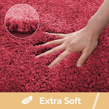 Kildoss Red Bathroom Rugs 17"x24" - High-Density Microfiber Bath Mat, Fluffy Non Slip Absorbent and Washable Bathroom Mat - Ideal for Small Spaces, Vanity, Toilet, or Pet Mat