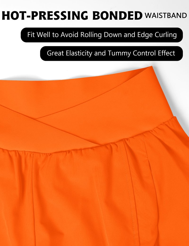 Blooming Jelly Women's Workout Shorts Athletic Running Casual Summer Quick Dry Gym Active Shorts with Zipper Pocket (Orange,Large)
