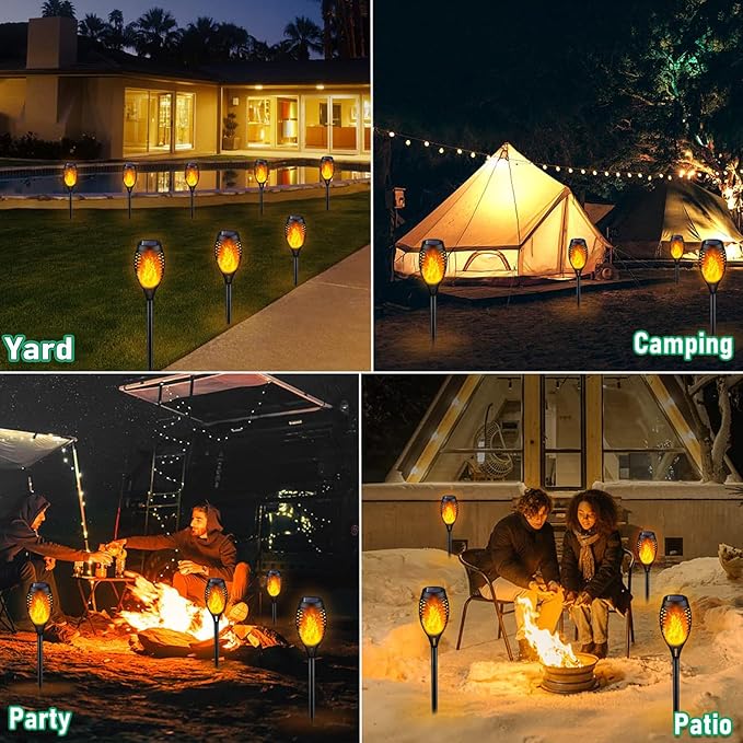 Solar Lights Outdoor, Solar Torch Light with Flickering Flame for Garden Decor, 20.5'' Small Size Solar Powered Garden Lights, Waterproof Flame Torches for Outside Patio Pathway Yard Decorations