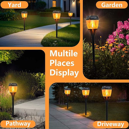 Swingers Solar Lights Outdoor,Solar Torch Lights with Flickering Flame,Waterproof Outdoor Garden Light for Halloween,Garden, Landscape, Path, Yard, Patio (4, Black)