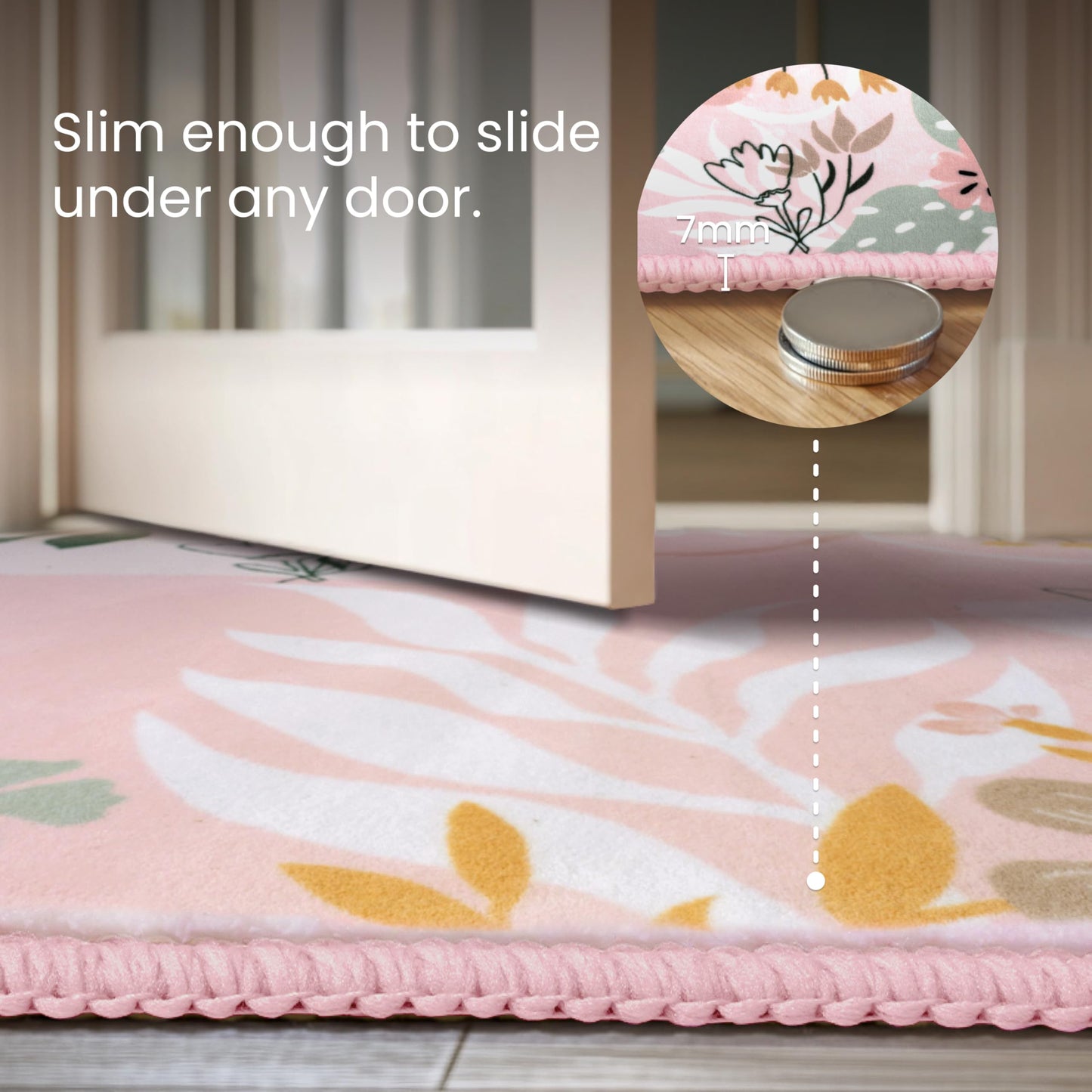 Joiedomi Door Mat Indoor Entrance 2x3 Machine Washable Art Floral Small Rugs for Entryway Non-Slip Rubber Backing Bath Mat Soft Area Rug Stain Resistant Waterproof Carpet for Bathroom Bedroom (Green)