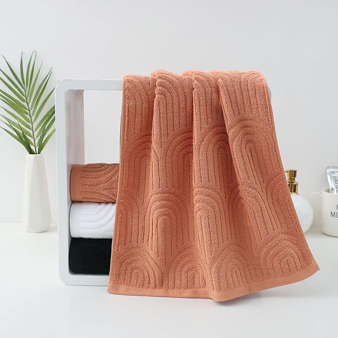 Pidada Hand Towels Set of 2 Striped Pattern 100% Cotton Absorbent Soft