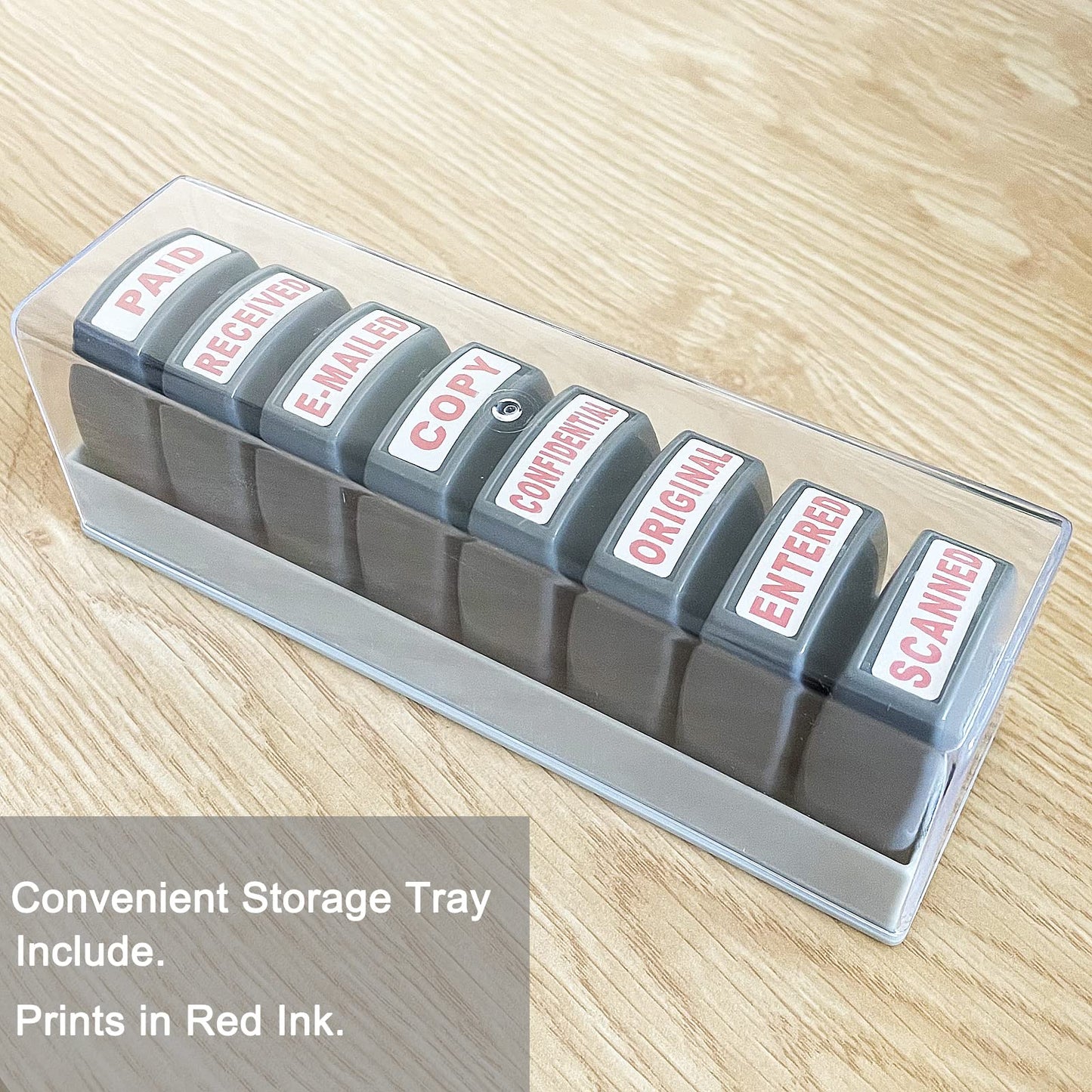 WAFJAMF Office Stamp Set 8Pcs Self-Inking Rubber Business Stamp - Red Ink