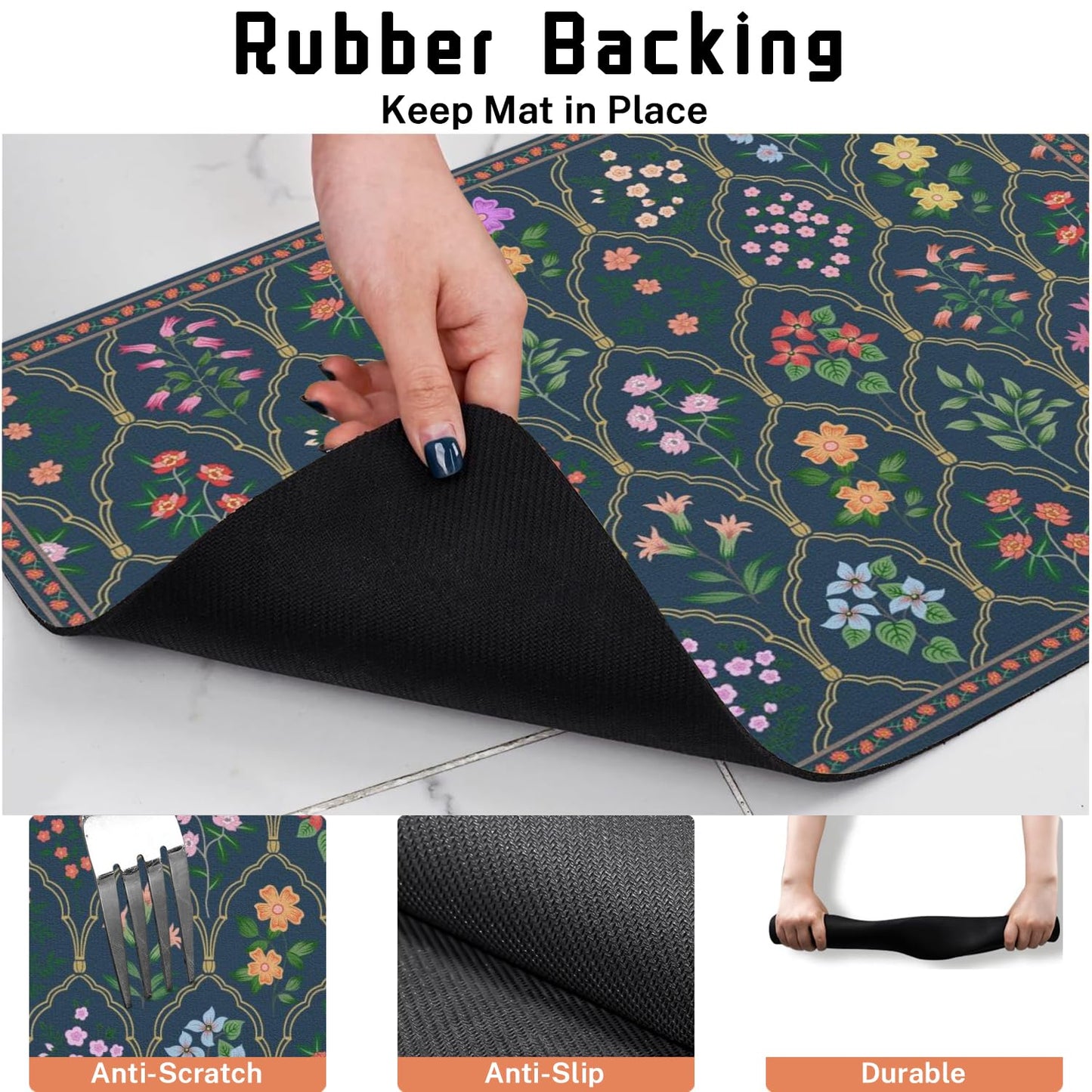 Absorbent Pet Dog Bowl Mat for Food and Water, Pet Cat Food Feeding Mat with Non Slip Rubber Backing, Dog Food Mats for Floors Waterproof, 12"x20"