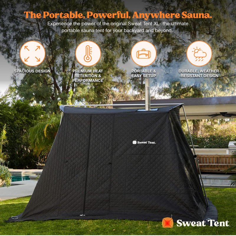 SweatTent Portable Outdoor Sauna (Extra Large) – Tent Only, Accessories Sold Separately – Wood-Fired Compatible, Quick Assembly – High-Temp Recovery Sauna for 10 Adults – Backyard & Camping Use