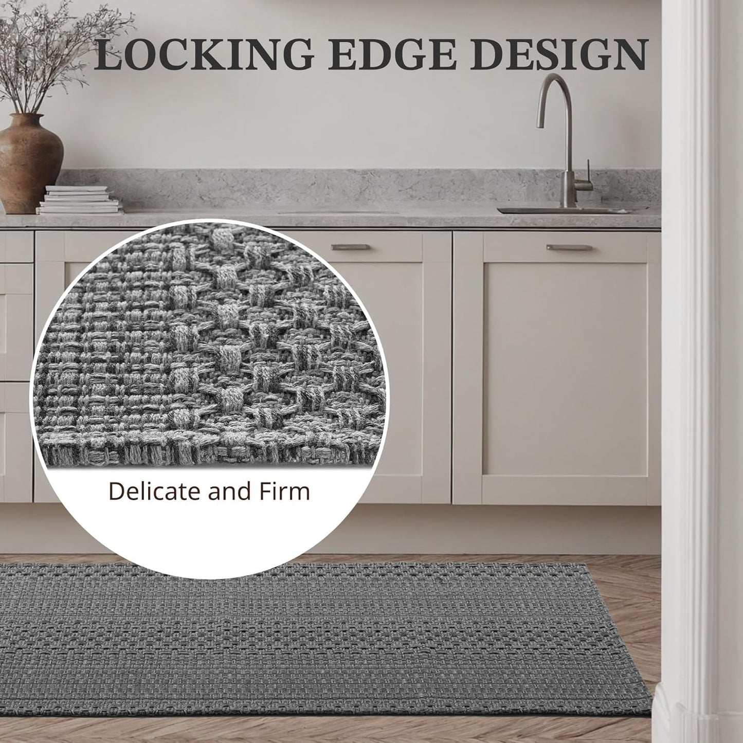 MatEssenz 3x5 ft Area Rug - Machine Washable Non-Slip Boho Rug for Living Room, Woven Rug for Bedroom, Dining Room, Home Office - Soft, Lightweight, Stain-Resistant, Soundproof - Grey