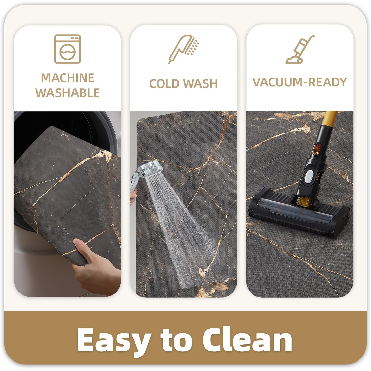 Color&Geometry Ultra Thin Bathroom Rugs Non Slip,Absorbent Quick Dry Bath Mats for Bathroom,Thin Bath Rugs Washable with Rubber Backing Fit Under Door Outside Shower,Gold-Veined Marble,24"x36"