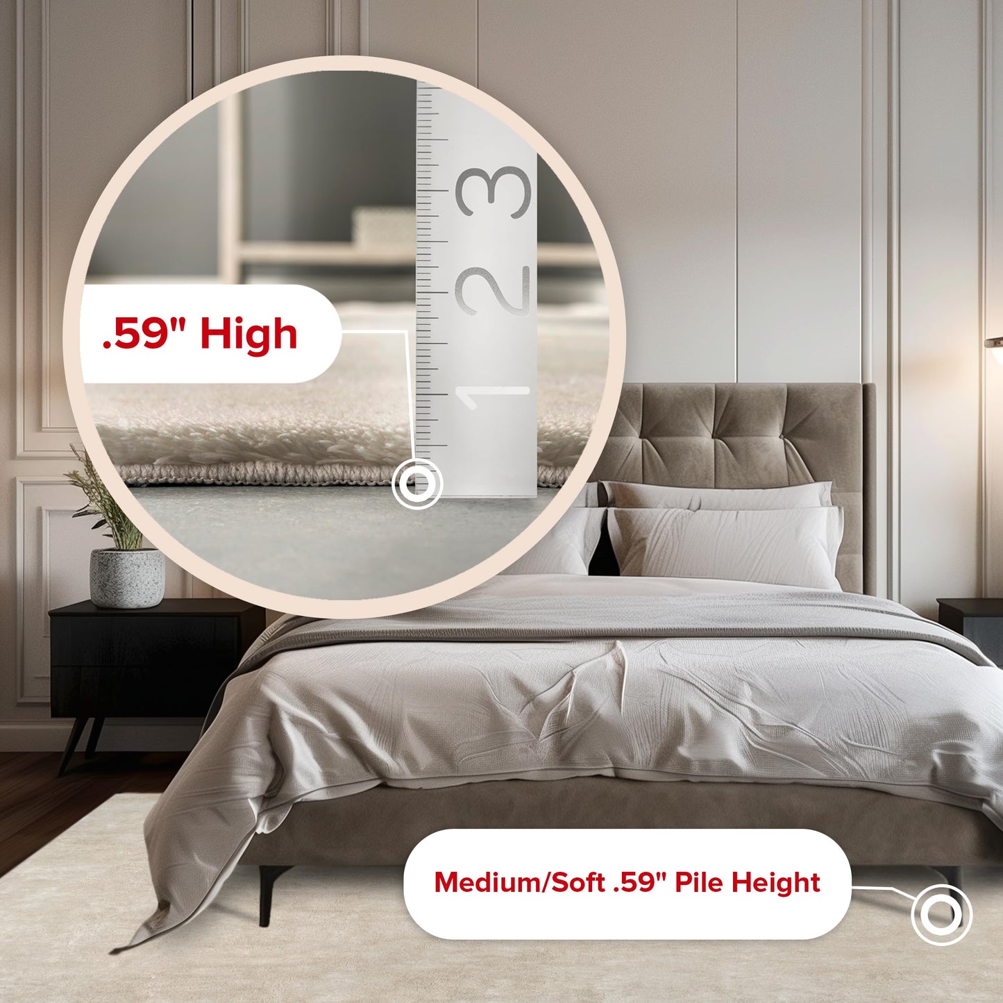 nuLOOM 5' x 8' Cozy Plush Area Rug, Machine Washable, Non-Slip, Soft Fluffy Shag Carpet for Living Room Bedroom Kids Room Nursery Home Decor, Loni Cream