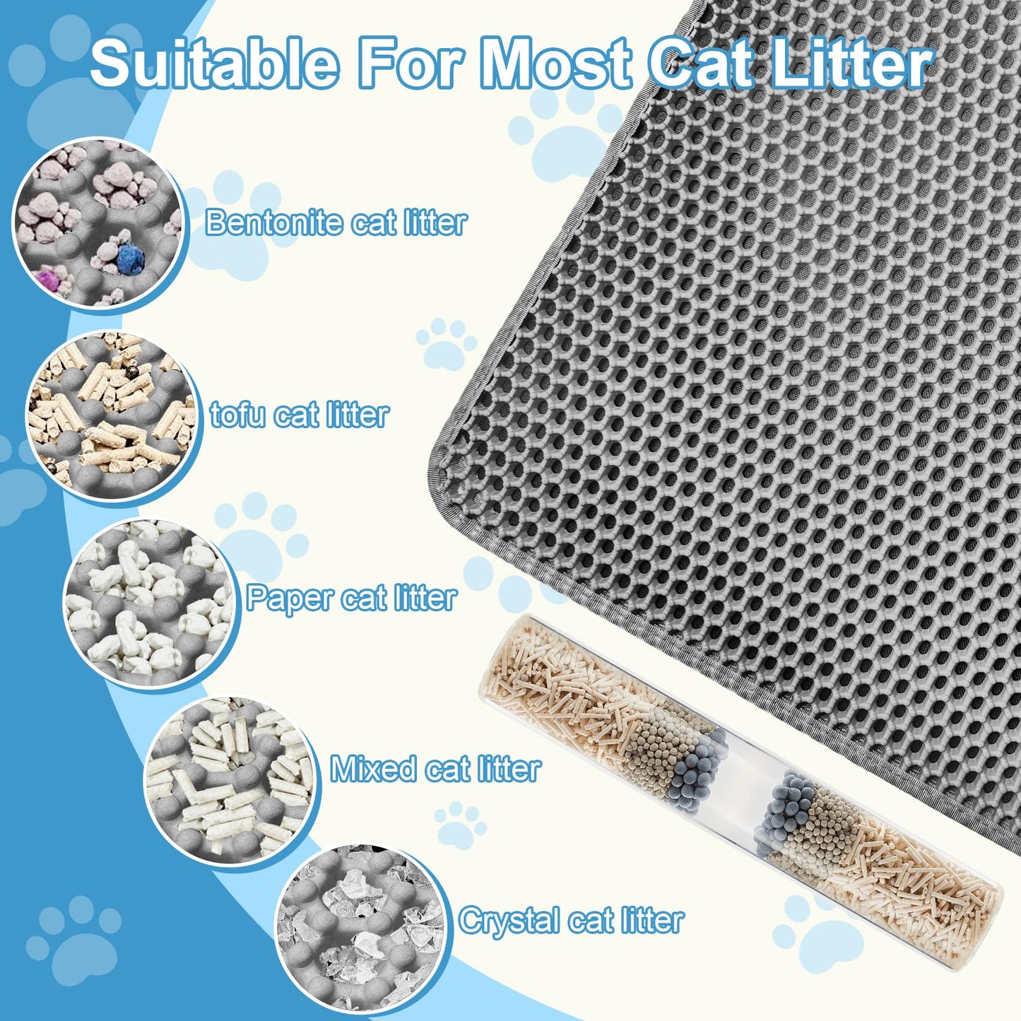Xuanyaente Cat Litter Mat Litter Box Mat (Gray, 23.4 X 14.7 Inches)