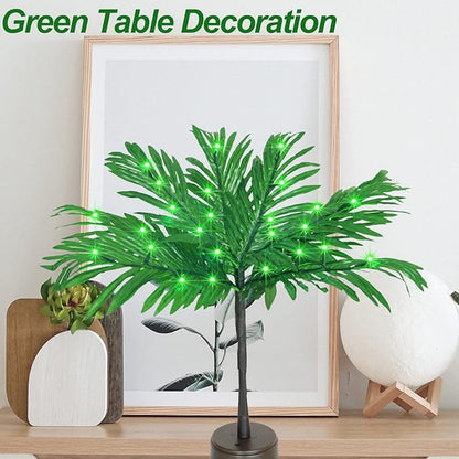 23 In Lighted Palm Tree Table Decor, Tropical Artificial Palm Tree Lights Branches Battery USB Powered, LED Mini Light Up Palm Tree Decor Table Centerpiece for Luau Summer Hawaiian Party Tiki Bar Home