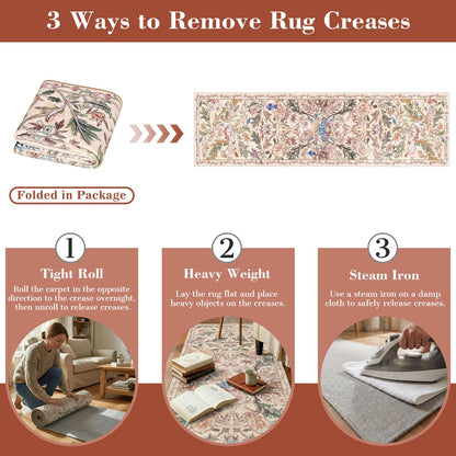 nesrt Jungle Runner Rug for Hallway 2x10Ft, Non Slip Washable Long Bird Kitchen Runner Rugs, Soft Boho Floral Forest Floor Jungle Carpets for Hall Entryway Laundry Bedroom Farmhouse Decor (Pink)