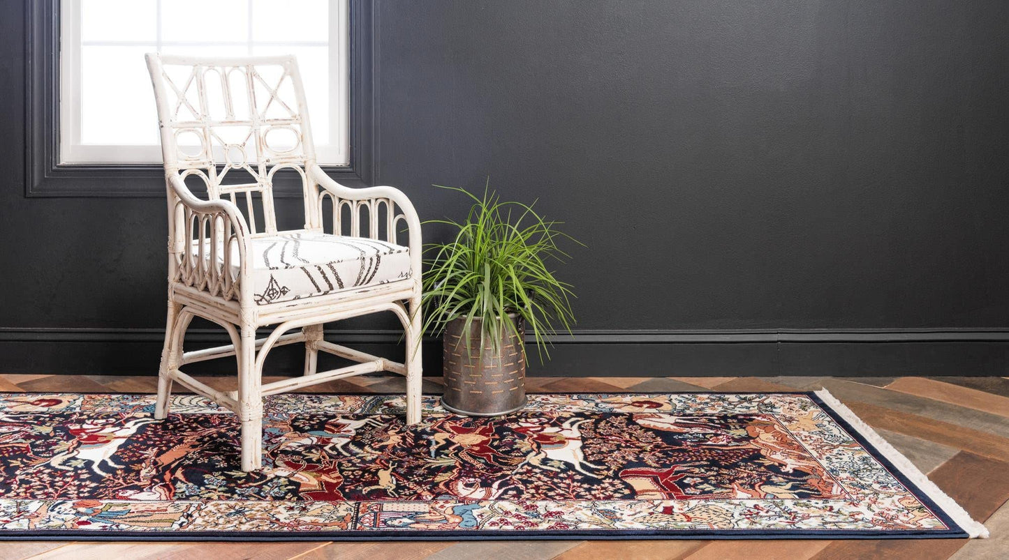 Unique Loom Narenj Collection Area Rug - Birmingham (3' x 13' 1" Runner, Navy Blue/ Blue)