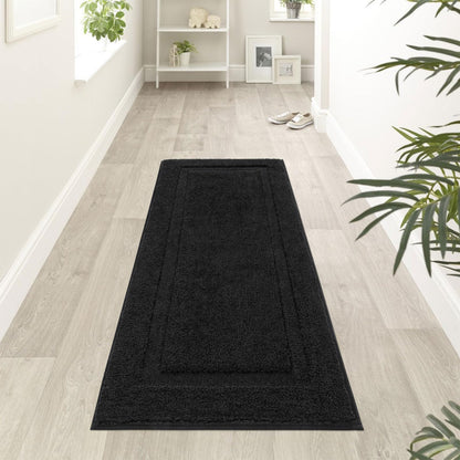 SHACOS Super Soft Black Bathroom Runner Rugs 20x47 inch Non Slip Washable Long Rugs for Bathroom Floor Tub Shower Bath Mats Bath Decor Accessories, 1'8" x 3'11"