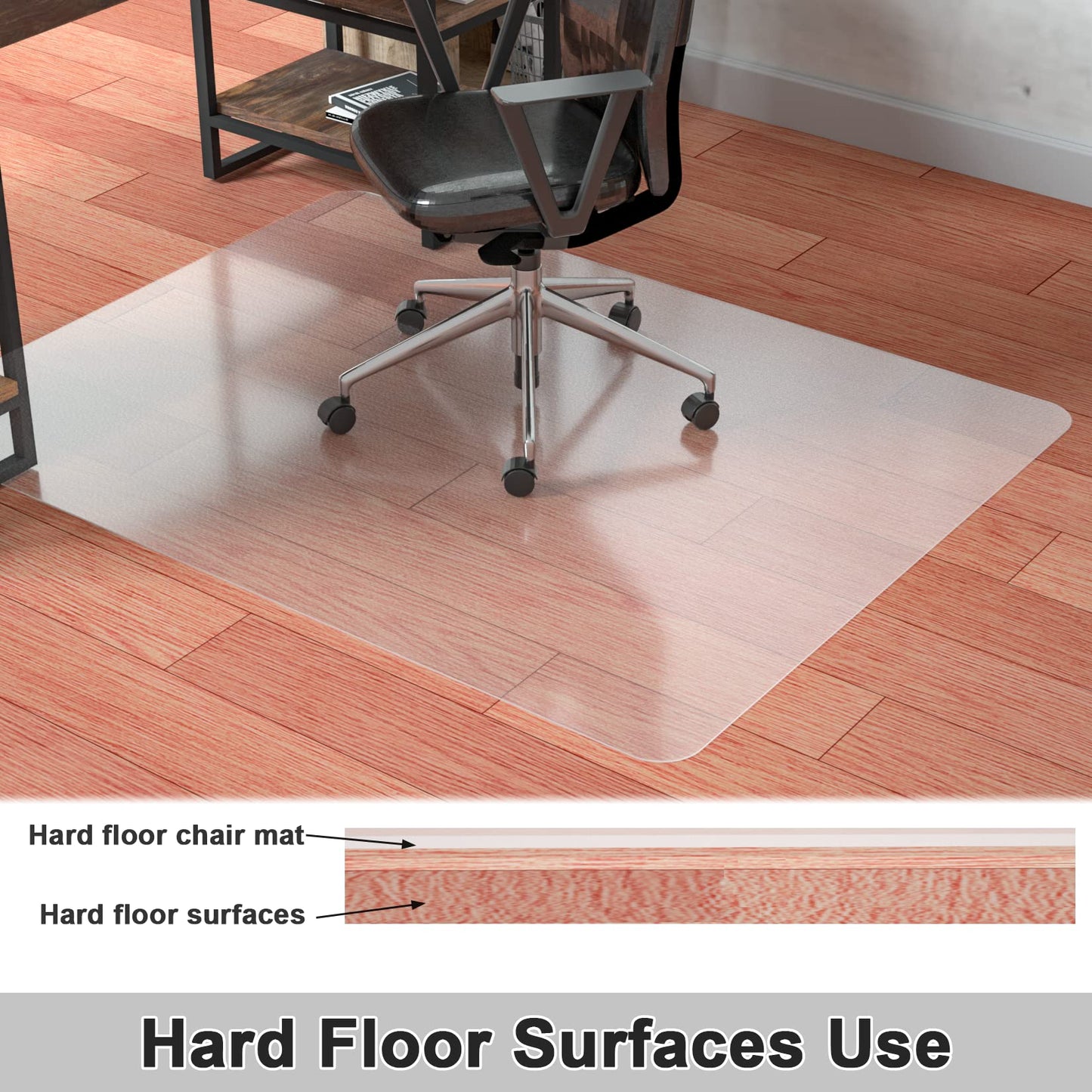 100pointONE Office Chair Mat for Hardwood Floors, Easy Glide Floor Mat for Office Chair, Clear Desk Chair Mat for Rolling Chairs 60" x 46"