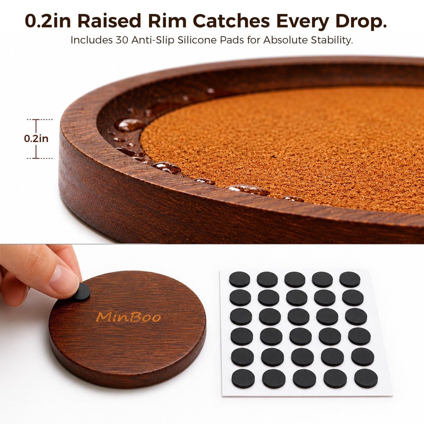 MinBoo Bamboo Coasters for Coffee Table Set of 6 Coasters for Drinks Absorbent with Holder Coffee Table Decor for Tabletop Protection Gifts for House Warming New Home & Wedding (Dark Brown 6Pcs)