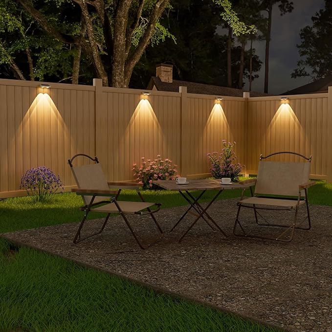 NIORSUN Solar Fence Lights,12 Pack Solars Deck Light,Warm White Color,Outdoor Bulb Waterproof Led IP65,Power Patio Lamp with Lenses for Outside/Backyard/Railing/Yard（White）