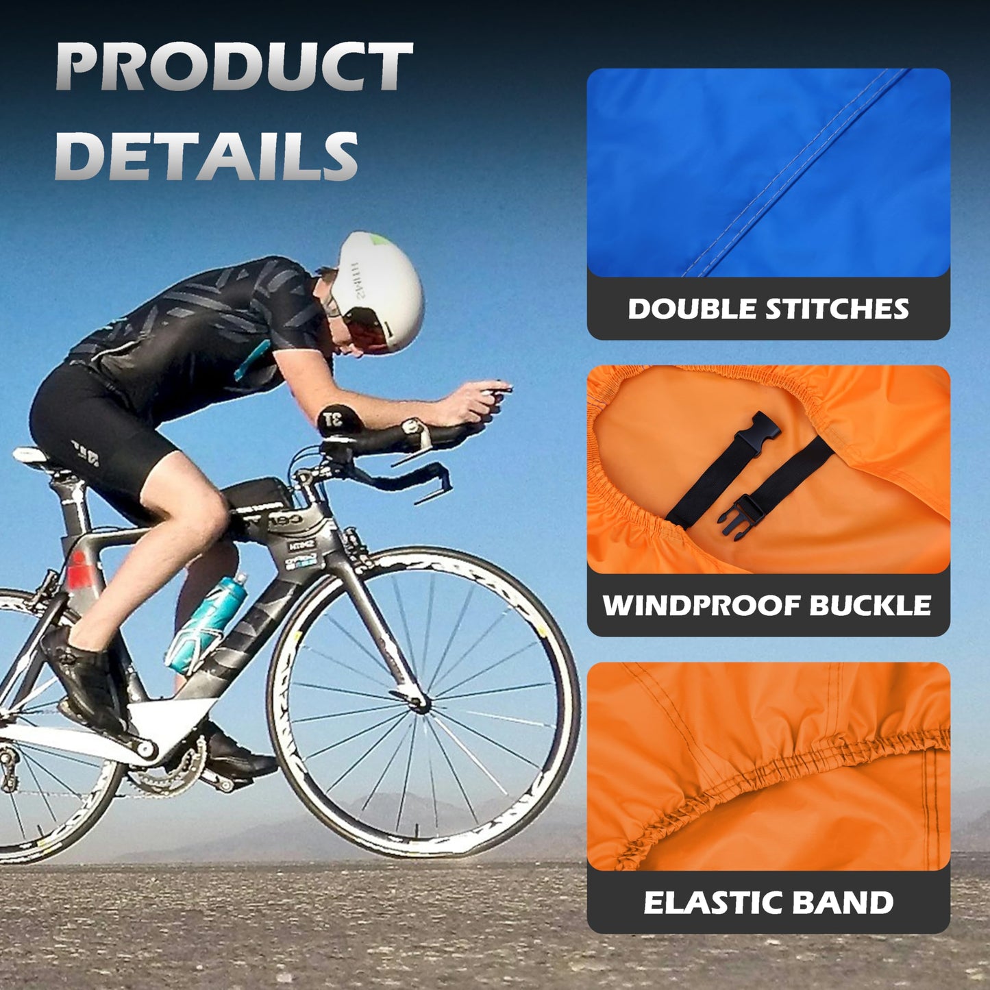 Jurmon Bike Cover Outdoor Waterproof Bicycle Covers Rain Sun UV Dust Wind Proof with Lock Hole for Ebike Electric Bike Mountain Road Bike (blue, XXL Size for 2 bike)