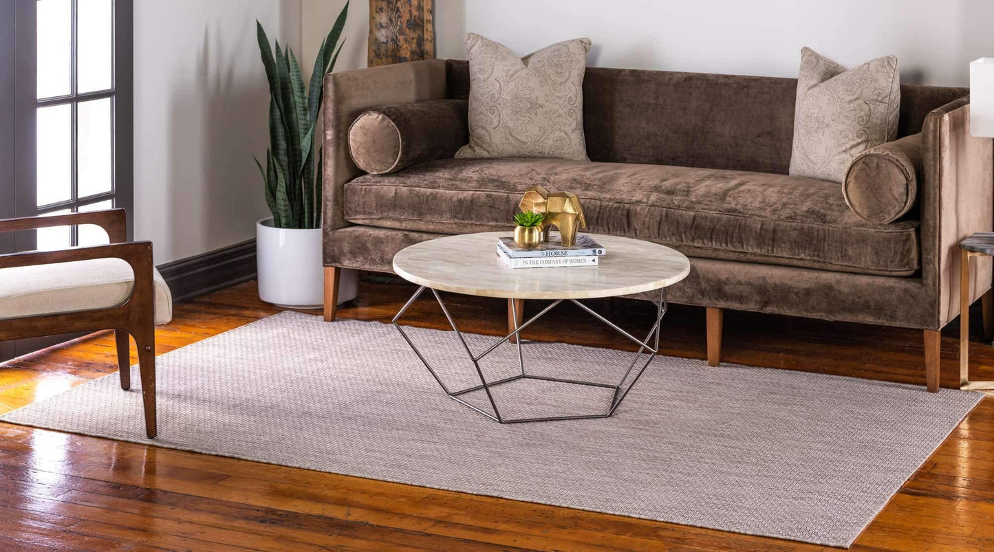 Unique Loom Collection Casual Transitional Solid Heathered Indoor/Outdoor Flatweave Area Rug (5' 3" x 8' Rectangle, Beige/Ivory)