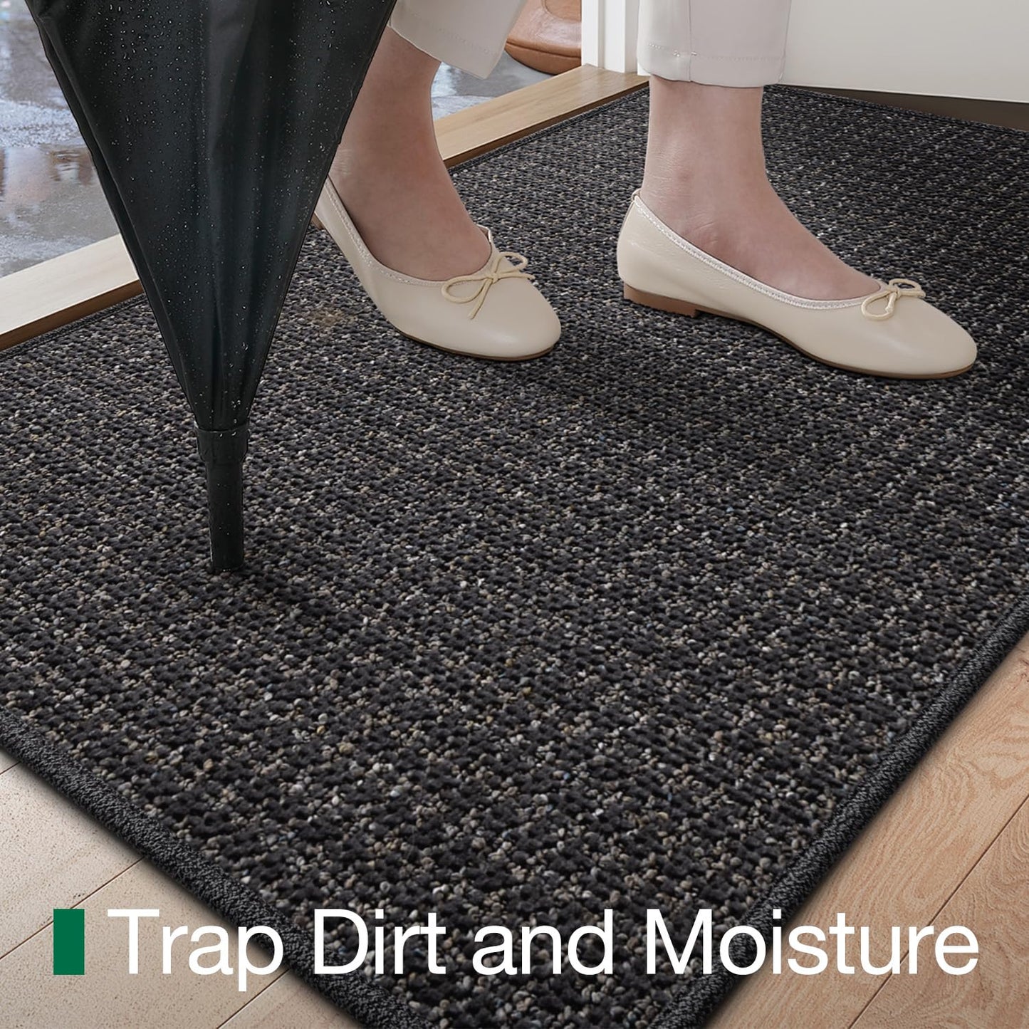 LUMI Thin Indoor Door Mat 24''x36'', Traps Dirt and Moisture, Non-Slip Rubber Backing Mats, Modern Inside Doormat for Home Entrance, Entryway, Patio & Porch, Dark Gray