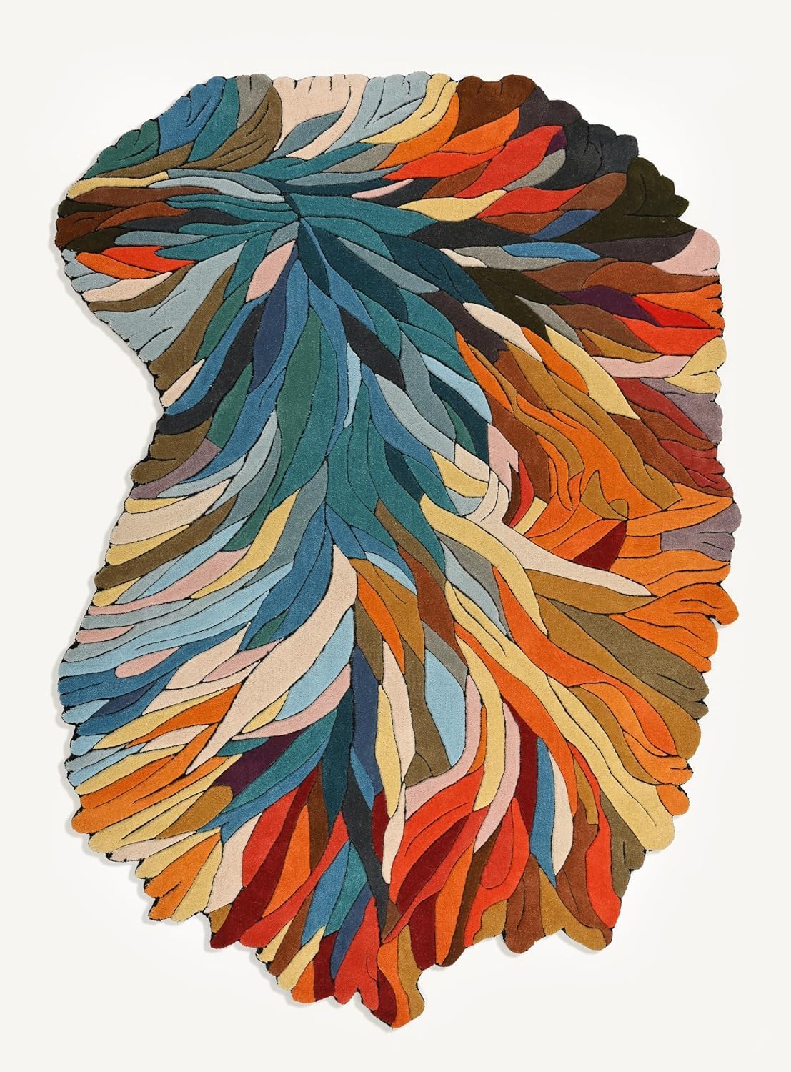Restoration and Renovation Handmade Irregular Shape Wool Area Rug | Unique Contemporary Botanical Design, Thick & Soft Carpet | Perfect for Living Room, Bedroom Decor (Multi, 5' x 8')