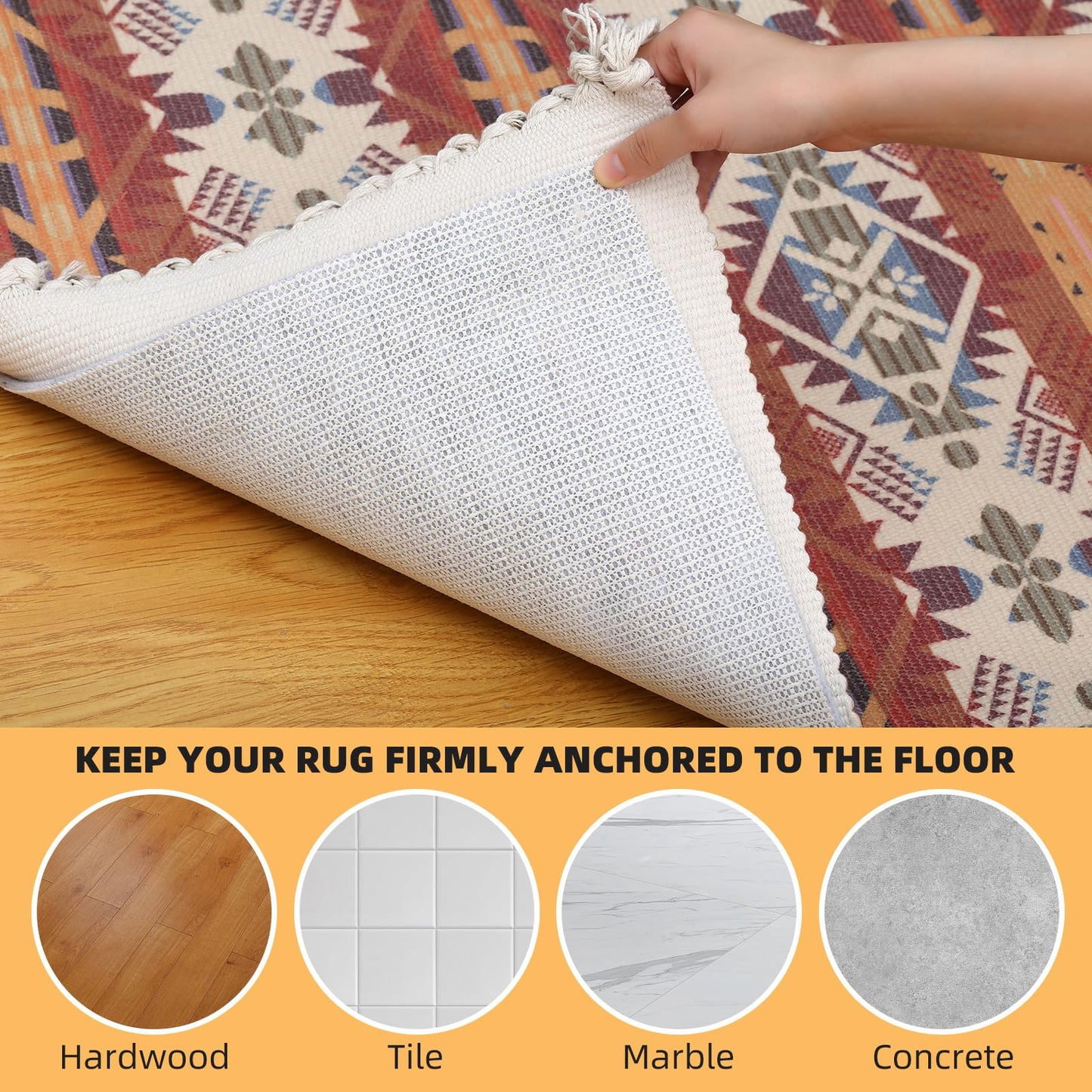 Non Slip Rug Pad, Natural Rubber Backing Rug Pads 1/4” Thick, Felt Rug Gripper Pad, Non Slip Under Carpet Mat, Under Rug Cushion for Hardwood Floors, Carpet Runners (2x4FT)