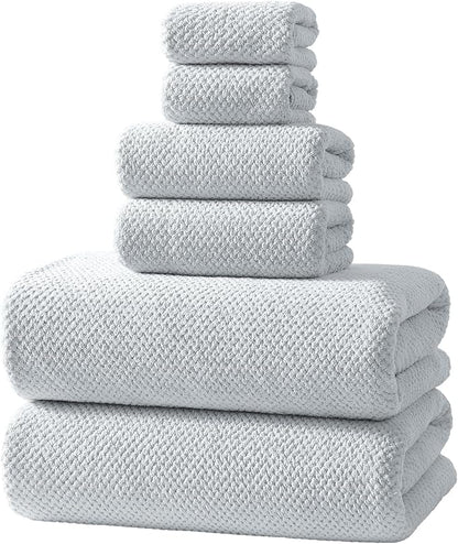 REDKISS 6 Piece Premium Towel Set, 2 Bath, 2 Hand, and 4 Wash Cloths,