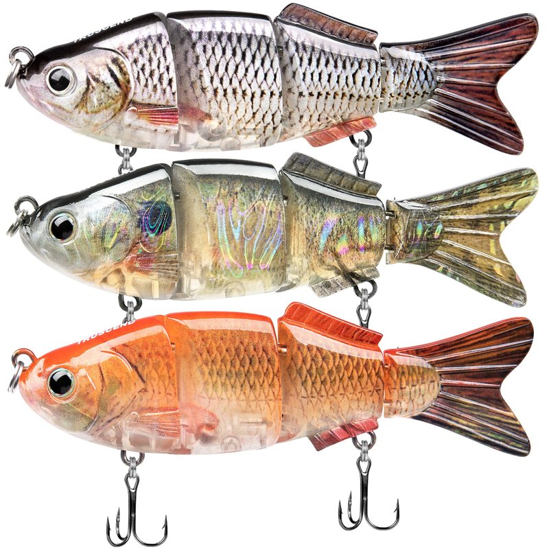 TRUSCEND Easy Catch SwimMax with BKK Hooks, Magic Noisy Wiggling and Vibrating Actions for More Bites, Lifelike Fishing Lures for Bass Trout Walleye Crappie, Strongest Dyneema Fiber Jointed Swimbaits