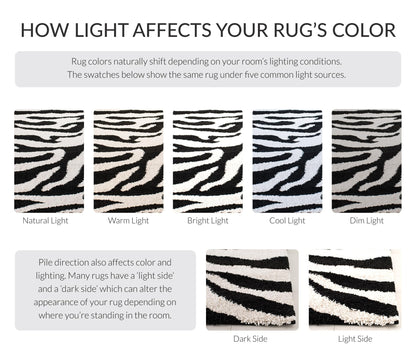 SAFAVIEH Florida Shag Collection Area Rug - 5'3" x 7'6", Ivory & Black, Zebra Print Design, Non-Shedding & Easy Care, 1.2-inch Thick Ideal for High Traffic Areas in Living Room, Bedroom (SG452-1290)